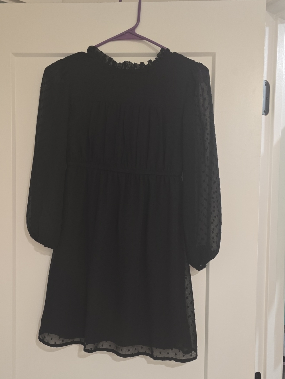 Black Swiss Dot Long Sleeve Mini Dress Kids Size 7/8
